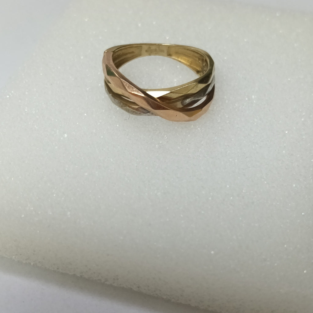 10221AND00060A4263 FRD23 ANILLO FACETADO 3 OROS ORO 10K 2.8GRS (NUEVO)