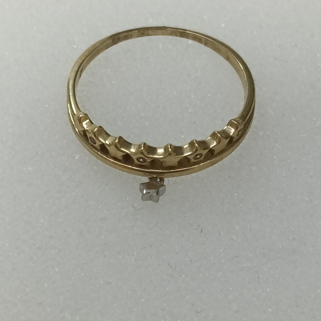 10024AND00070A1648 FRD6 ANILLO DE ESTRELLA CON ESTRELLA COLGANDO CON CIRCONIAS ORO 10K 1.4GRS (NUEVO)