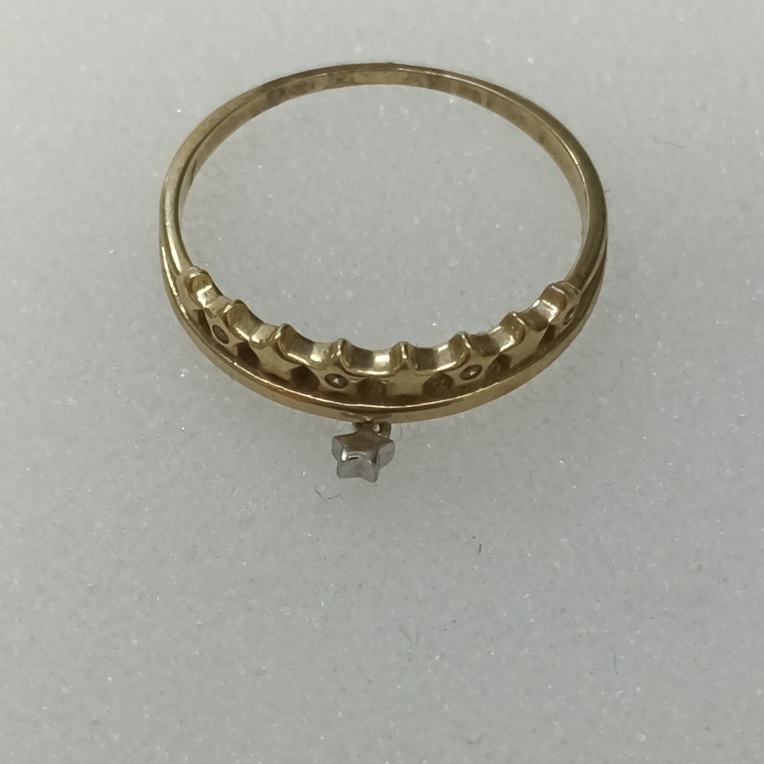 10024AND00070A1648 FRD6 ANILLO DE ESTRELLA CON ESTRELLA COLGANDO CON CIRCONIAS ORO 10K 1.4GRS (NUEVO)