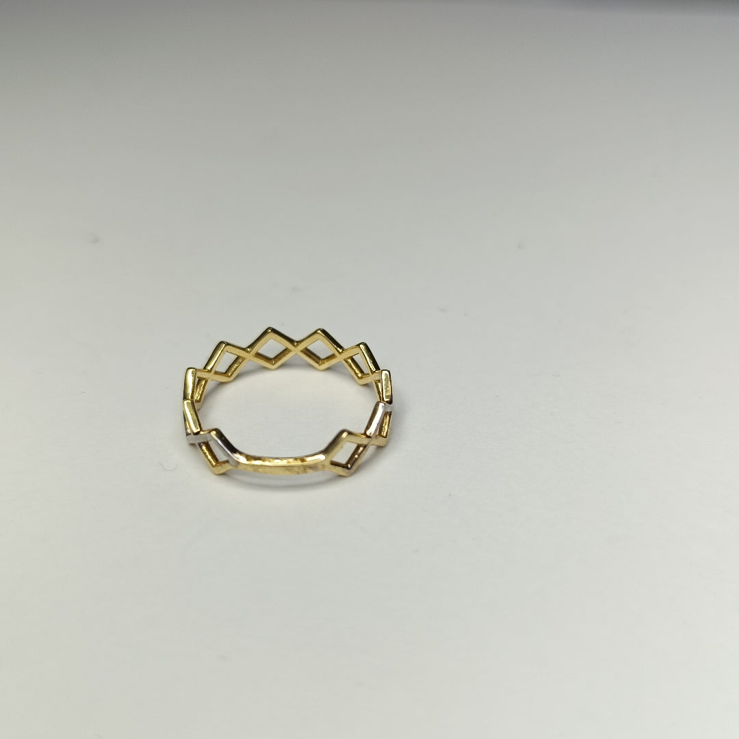 10275AND00075B2908 FRD12 ANILLO DE CUADROS DOS OROS ORO 14K 1.8GRS (NUEVO)