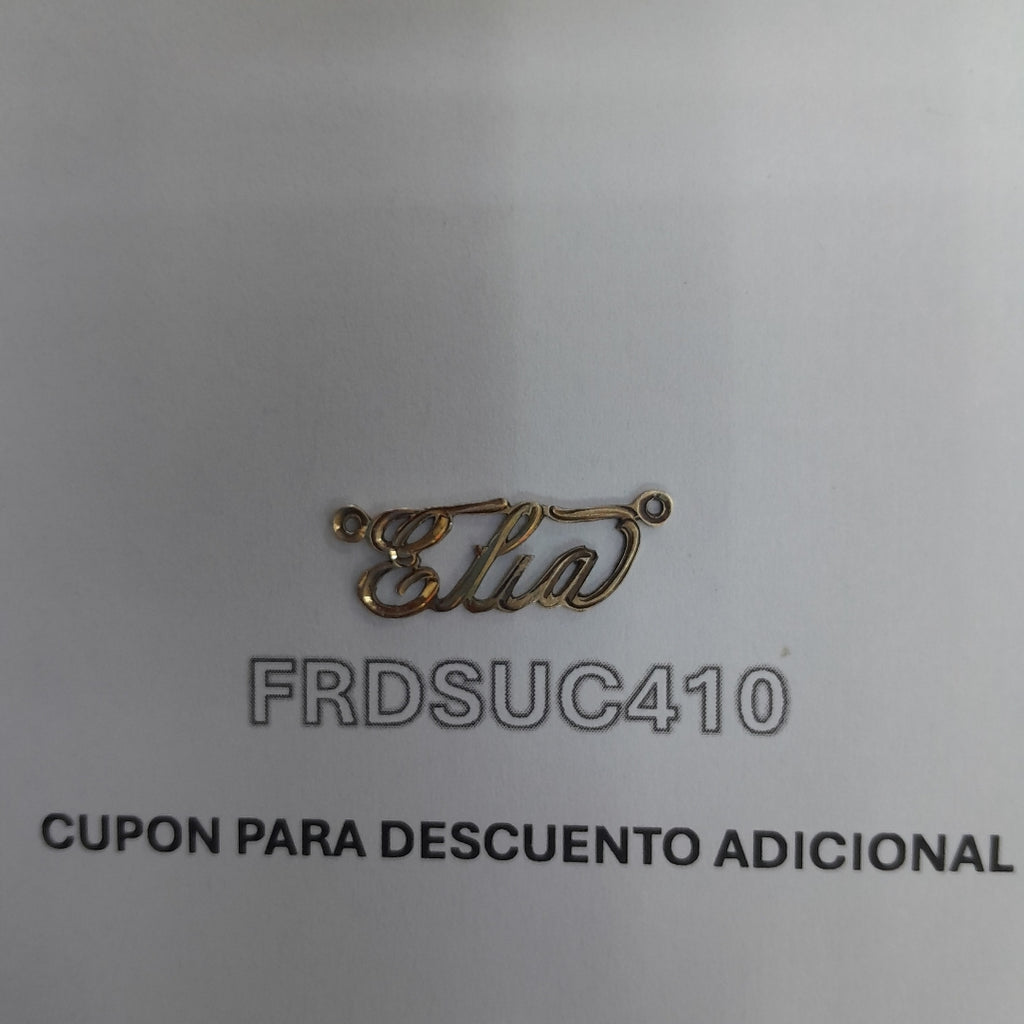 K1 1,10 GRMS 14 K ESPECIFICACIONES COMPLEMENTARIAS DIJE CON EL NOMBRE DE ELIA (SEMINUEVO)