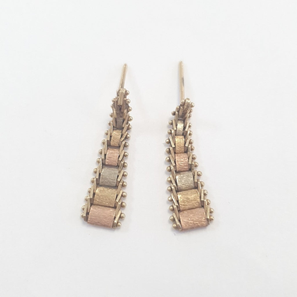 ARETES PAR. ORO, ORO COMBINADO. 14 K 2 GRMS (SEMINUEVO)