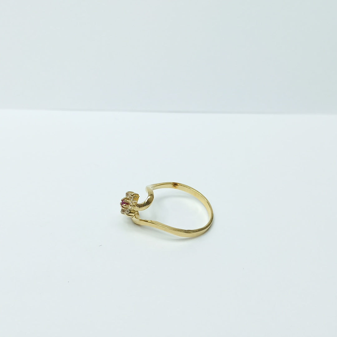 K1 2,20 GRMS 14 K ESPECIFICACIONES COMPLEMENTARIAS ANILLITO MTV FLOR CIRCONIAS Y (SEMINUEVO)