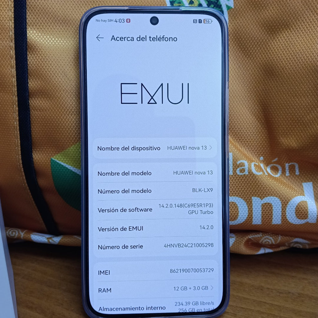 CELULAR HUAWEI NOVA 13 BLK-LX9 (2024) 256 GB 12 GB RAM (SEMINUEVO)