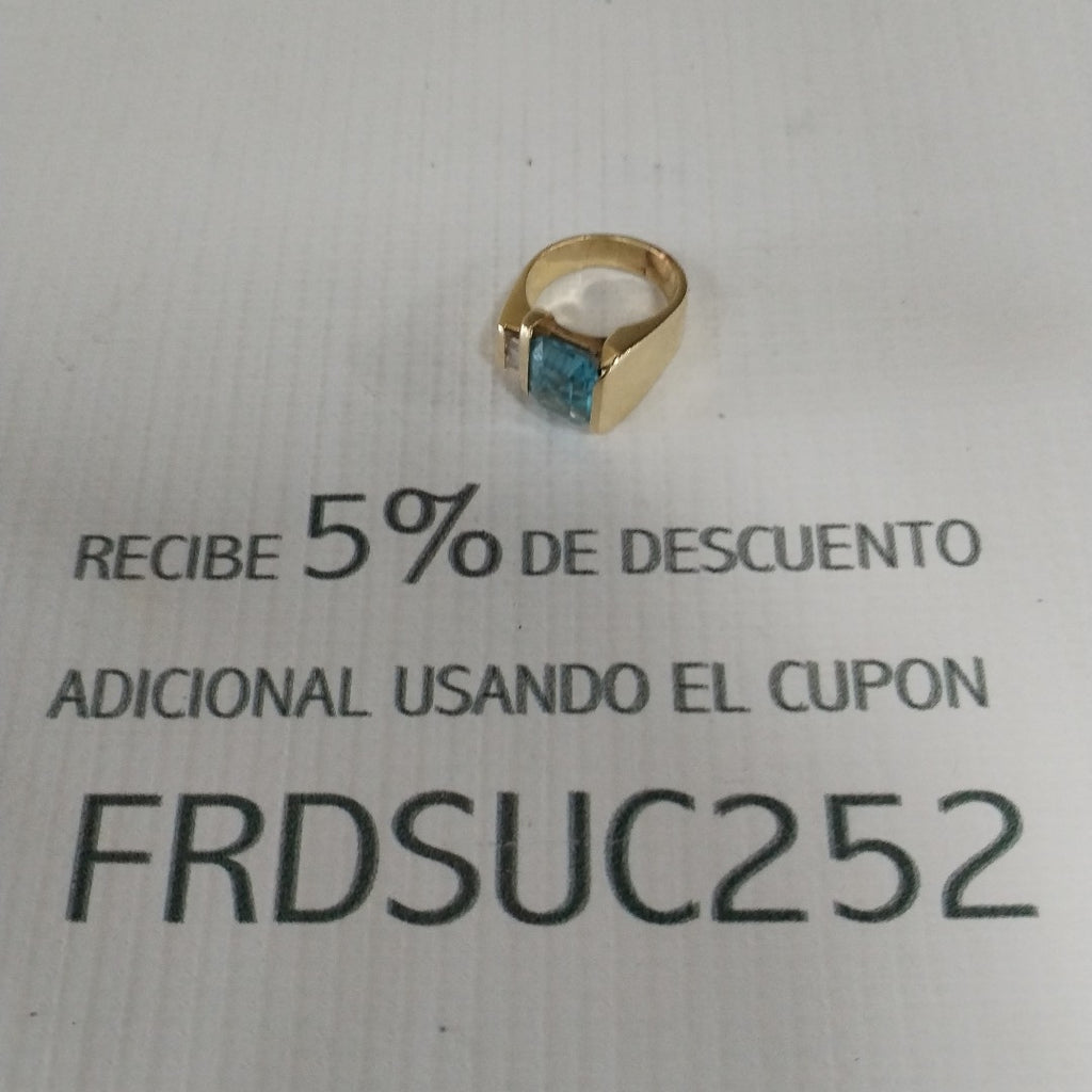 K1 13,40 GRMS 14 K ESPECIFICACIONES COMPLEMENTARIAS ANILLO CON PIEDRA AZUL Y DI (SEMINUEVO)