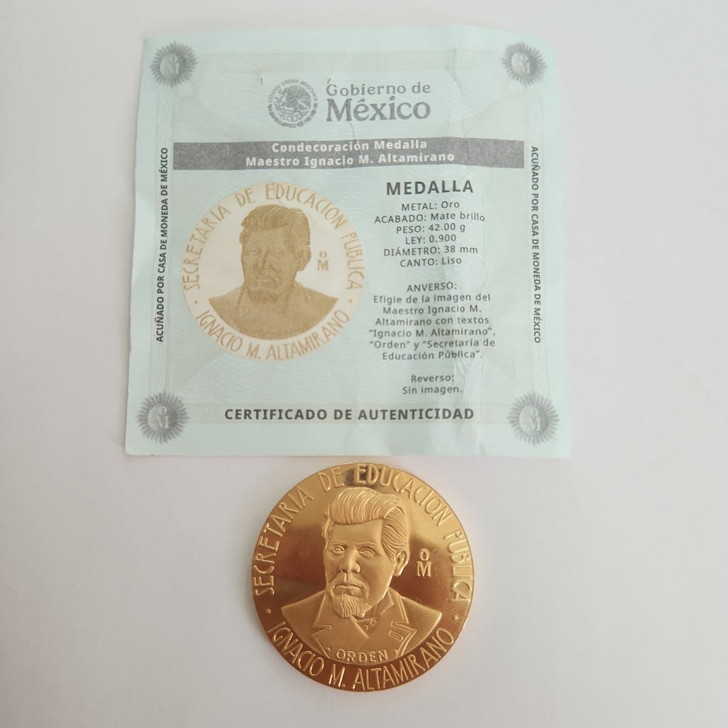 MEDALLA CONMEMORATIVA ORO 21 K 42 GRMS (SEMINUEVO)