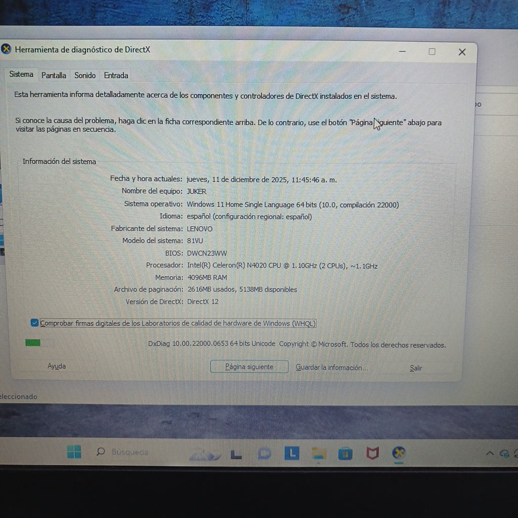 LAPTOP LENOVO IDEAPAD 1 14IGL05 (2022) 64 GB SSD 4 GB RAM (SEMINUEVO)