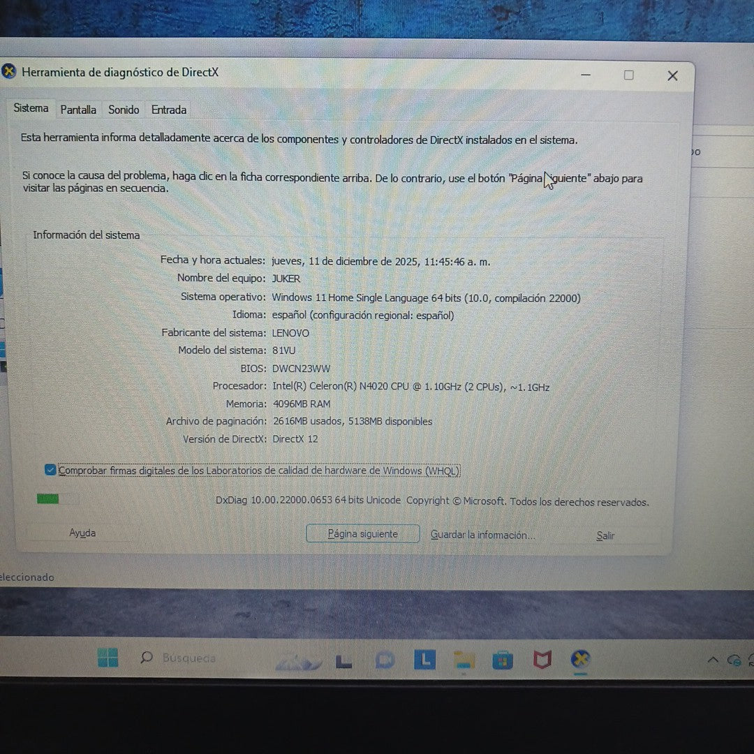 LAPTOP LENOVO IDEAPAD 1 14IGL05 (2022) 64 GB SSD 4 GB RAM (SEMINUEVO)