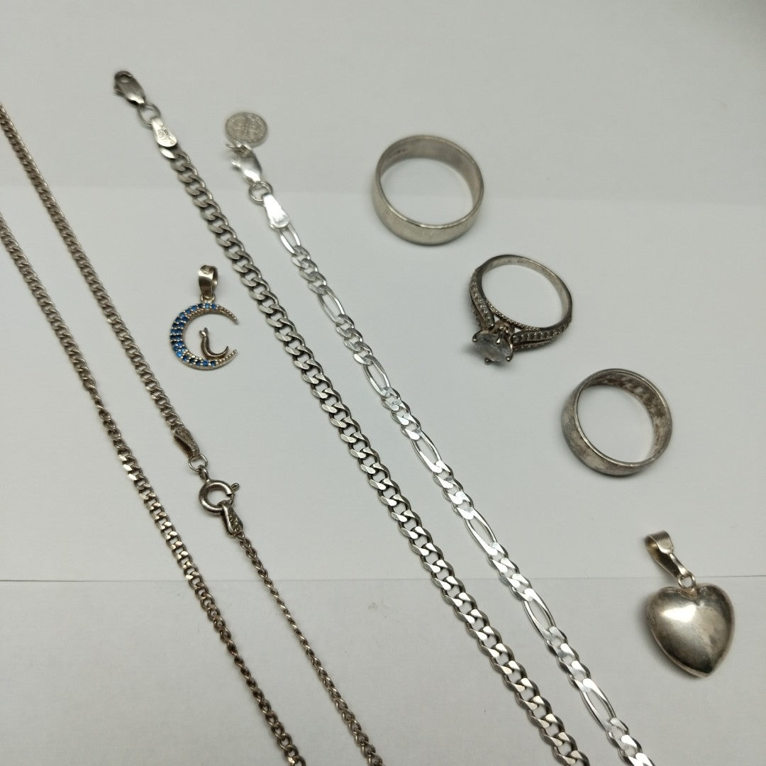 ANILLITO, ARGOLLA, CADENA, DIJE, PULSERA RIGIDA PLATA 26.5 GRMS (SEMINUEVO)