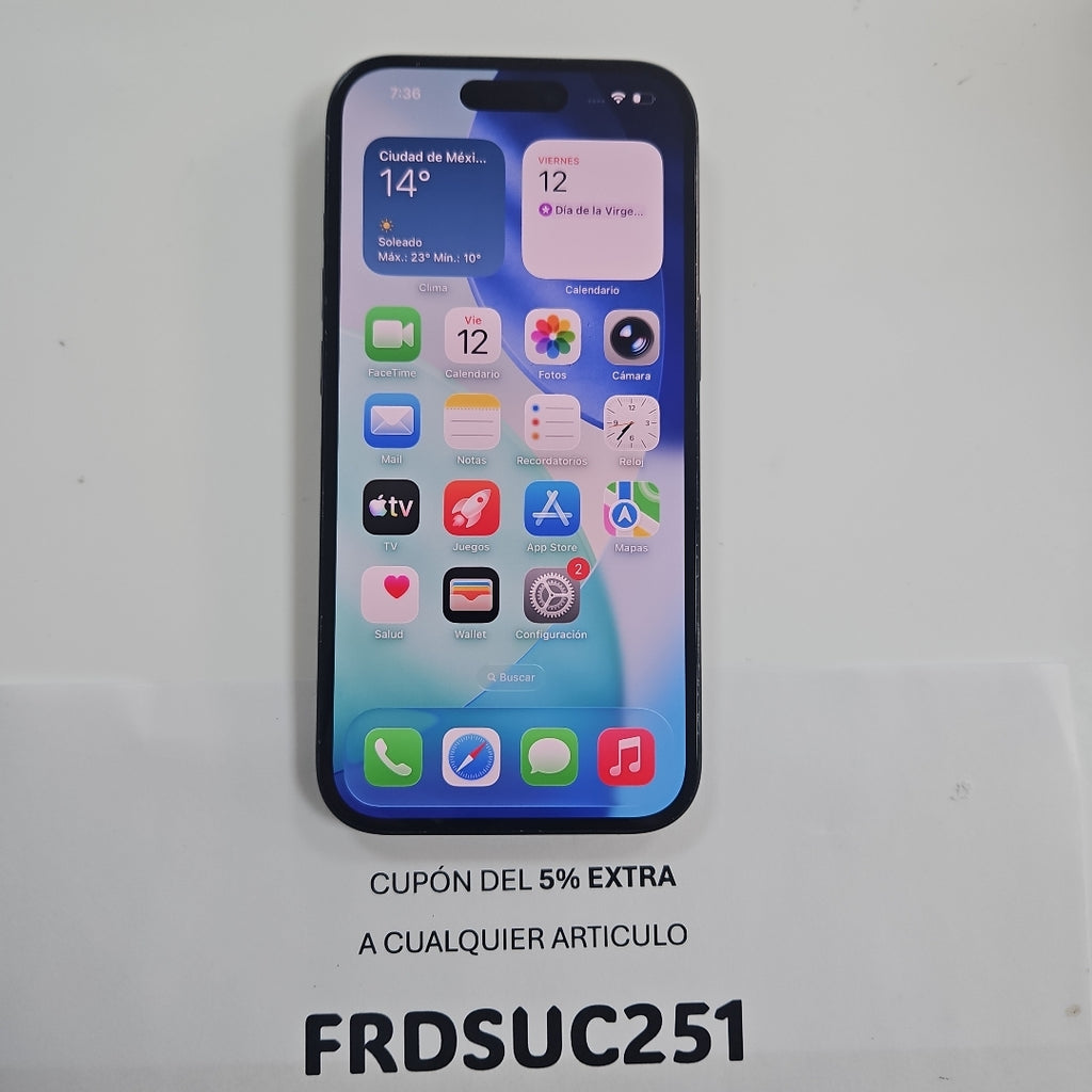 CELULAR APPLE IPHONE 15 A3089 (2023) 128 GB 6 GB RAM (SEMINUEVO)