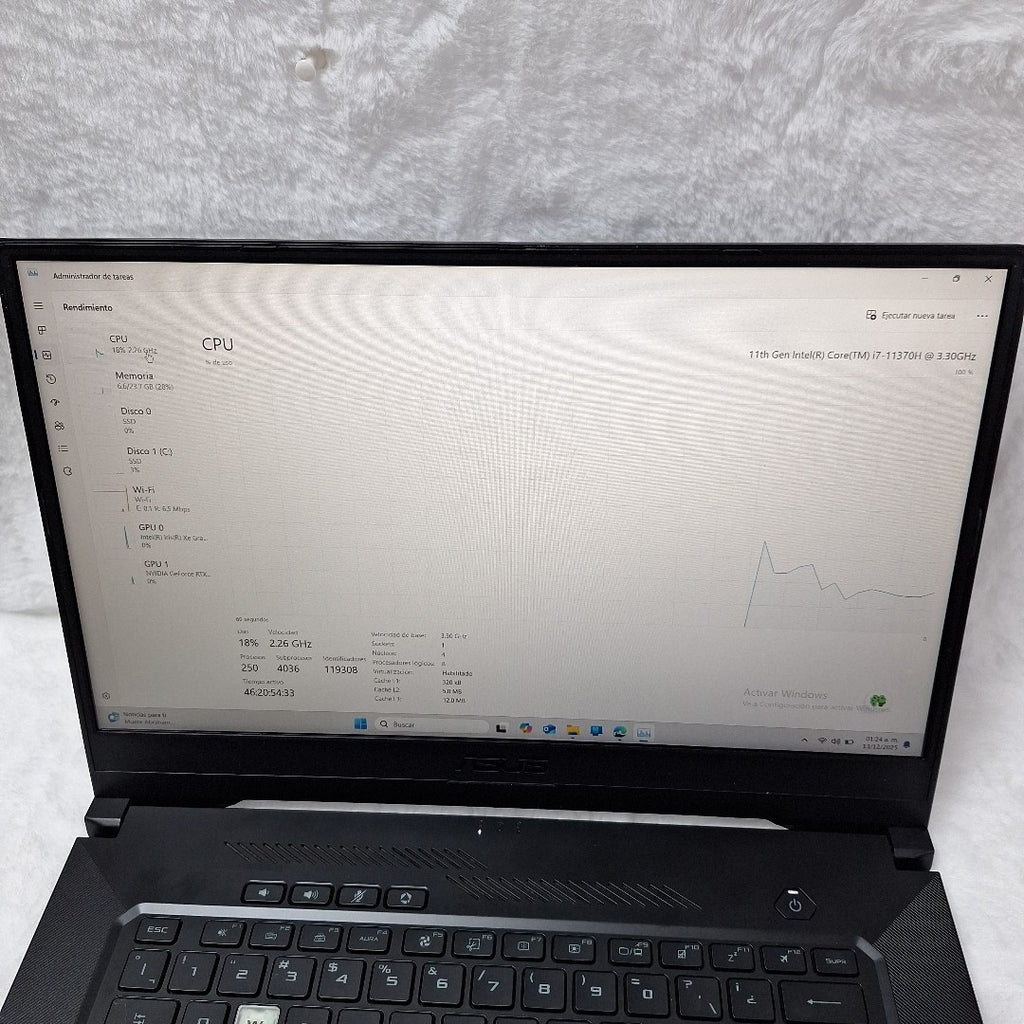 LAPTOP ASUS TUF DASH F15 FX516PC-HN001W (2022) 512 GB SSD 8 GB RAM (SEMINUEVO)