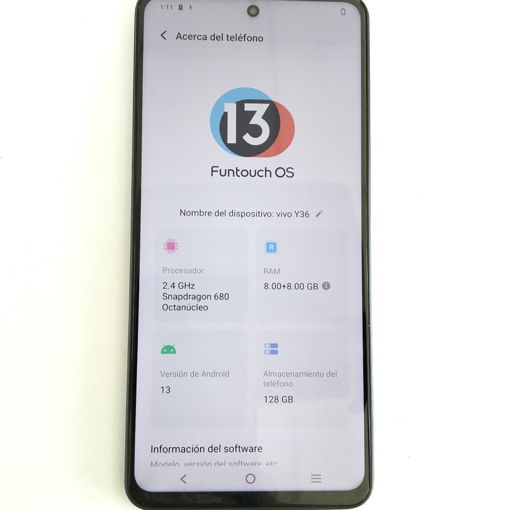 CELULAR VIVO Y36 V2247 128 GB 8 GB RAM (SEMINUEVO)