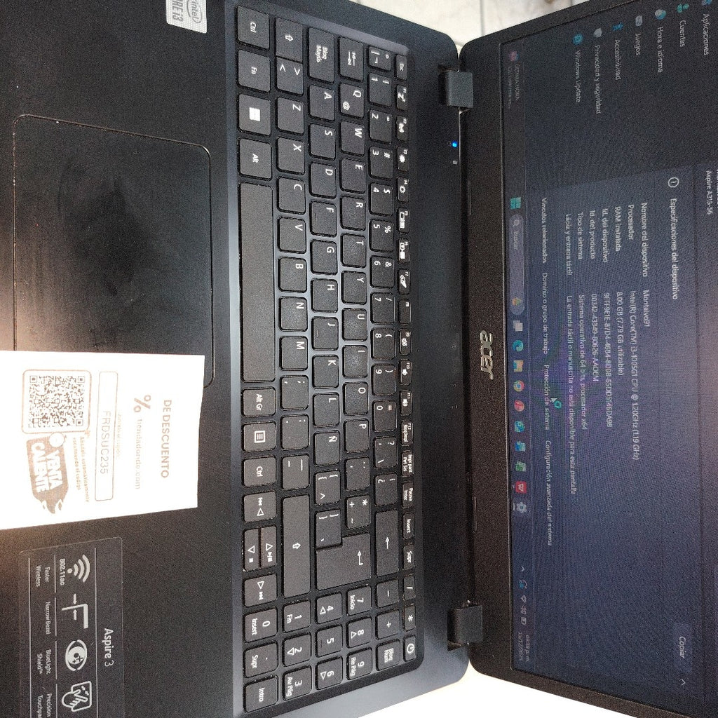 LAPTOP ACER ASPIRE 3 A315-56-353V (2023) 512 GB SSD 8 GB RAM (SEMINUEVO)