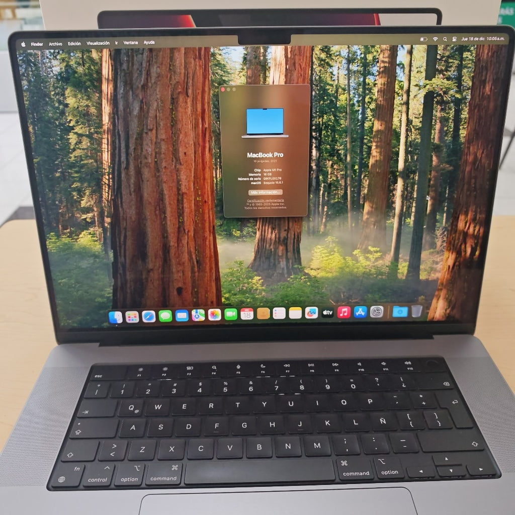LAPTOP APPLE MACBOOK PRO 16" 2021 3.2 A2485 (10 CPU / 16 GPU) 1 TB SSD 16 GB RAM (SEMINUEVO)