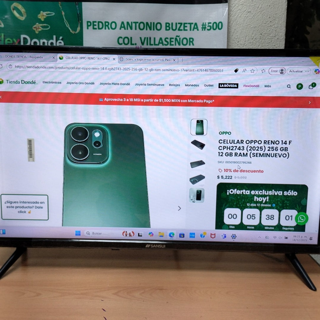 PANTALLA SANSUI SMX32T1H (2022) 32" LED HD (SEMINUEVO)