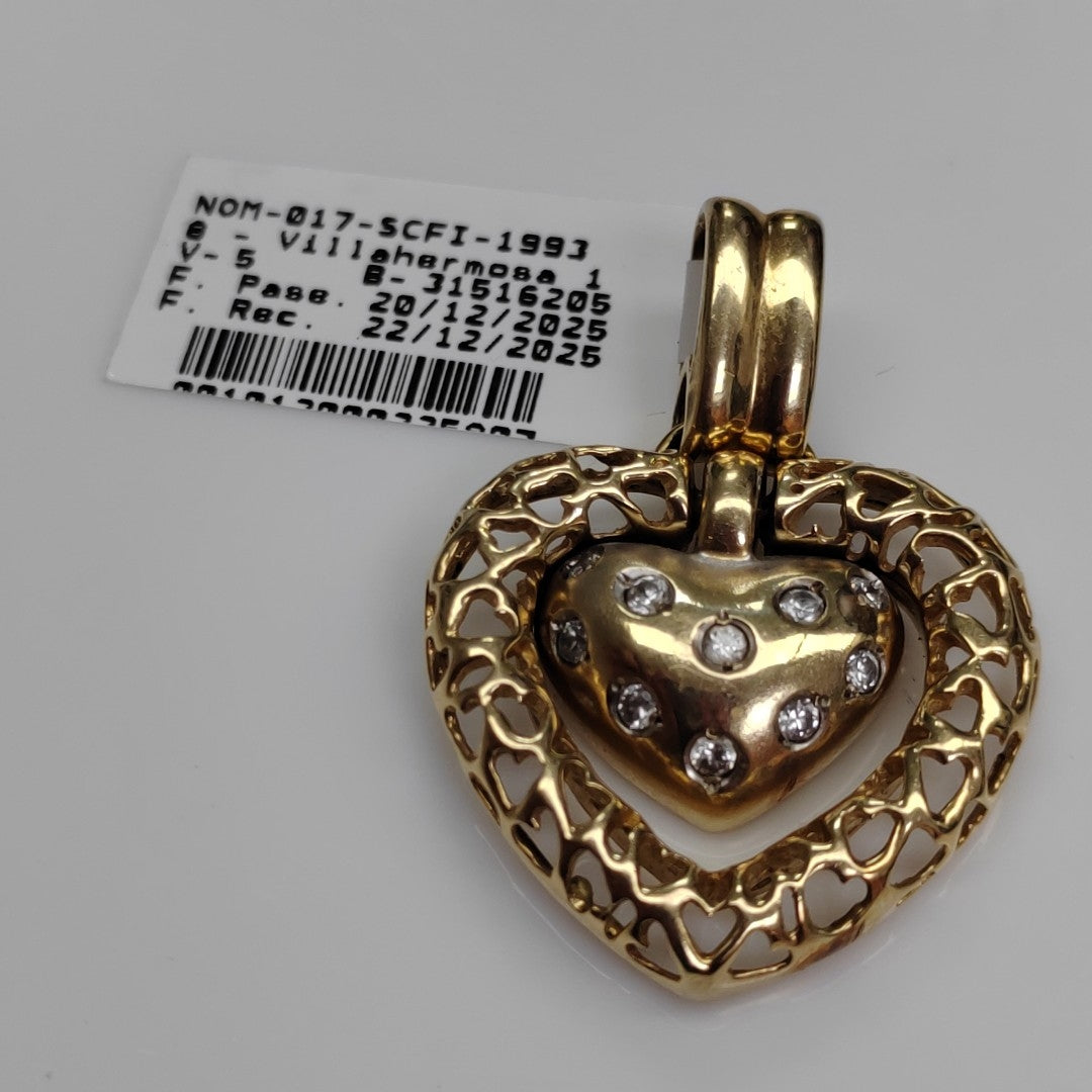 K1 9,30 GRMS 14 K ESPECIFICACIONES COMPLEMENTARIAS DIJE MOTIVO CORAZON CIR (SEMINUEVO)