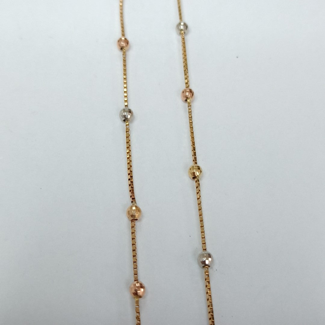 K1 4,20 GRMS 14 K ESPECIFICACIONES COMPLEMENTARIAS GARGANTILLA MTVO ESFERAS ORO (SEMINUEVO)