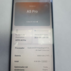 CELULAR OPPO  A5 PRO CPH2711 (2025) 256 GB 8 GB RAM (SEMINUEVO)