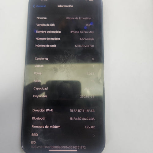 CELULAR APPLE IPHONE 14 PRO MAX A2893 256 GB 6 GB RAM