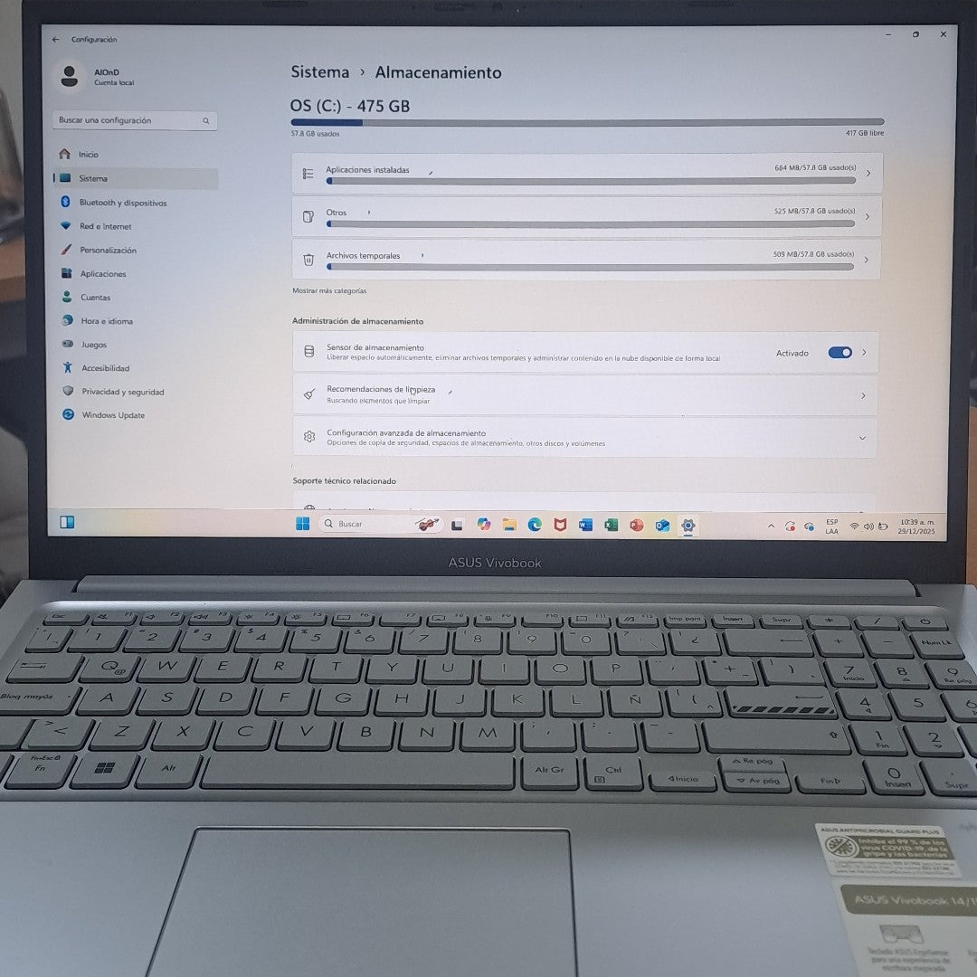 LAPTOP ASUS VIVOBOOK 15 X1504ZA-NJ303W (2024) 512 GB SSD 8 GB RAM (SEMINUEVO)