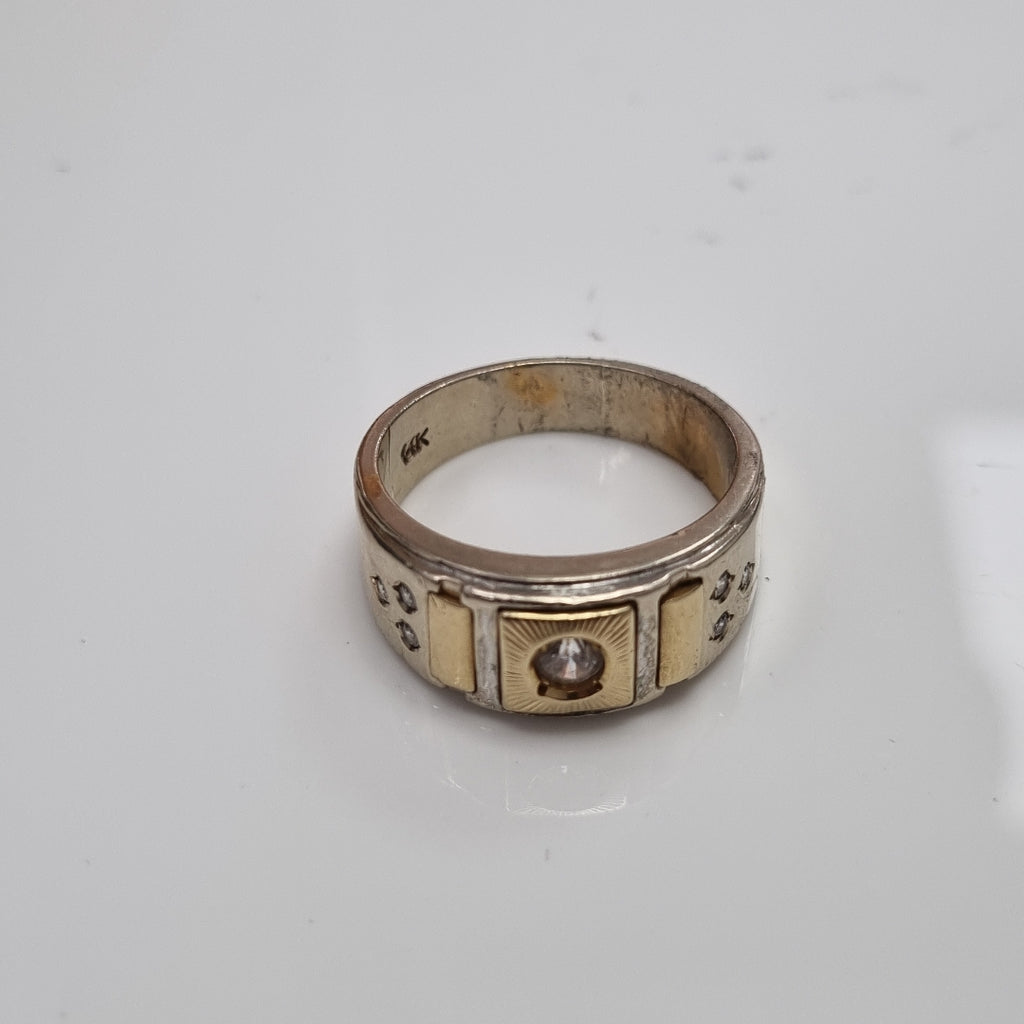 K1 8,30 GRMS 14 K ESPECIFICACIONES COMPLEMENTARIAS ANILLO CIRCONIA BLANCA CENTR (SEMINUEVO)