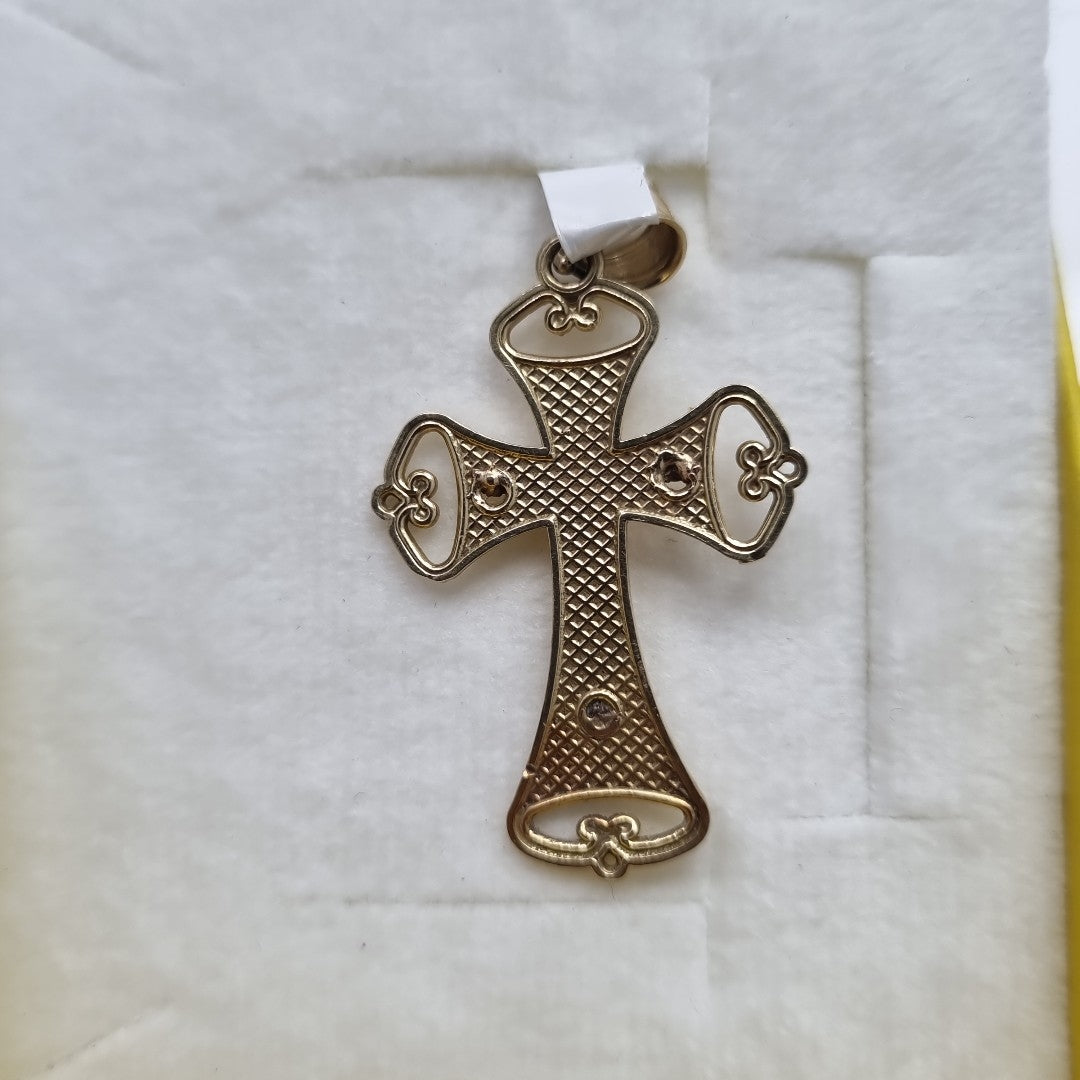 K1 2,40 GRMS 14 K ESPECIFICACIONES COMPLEMENTARIAS CRUZ GRECAS , 2 TONOS CRISTO (SEMINUEVO)