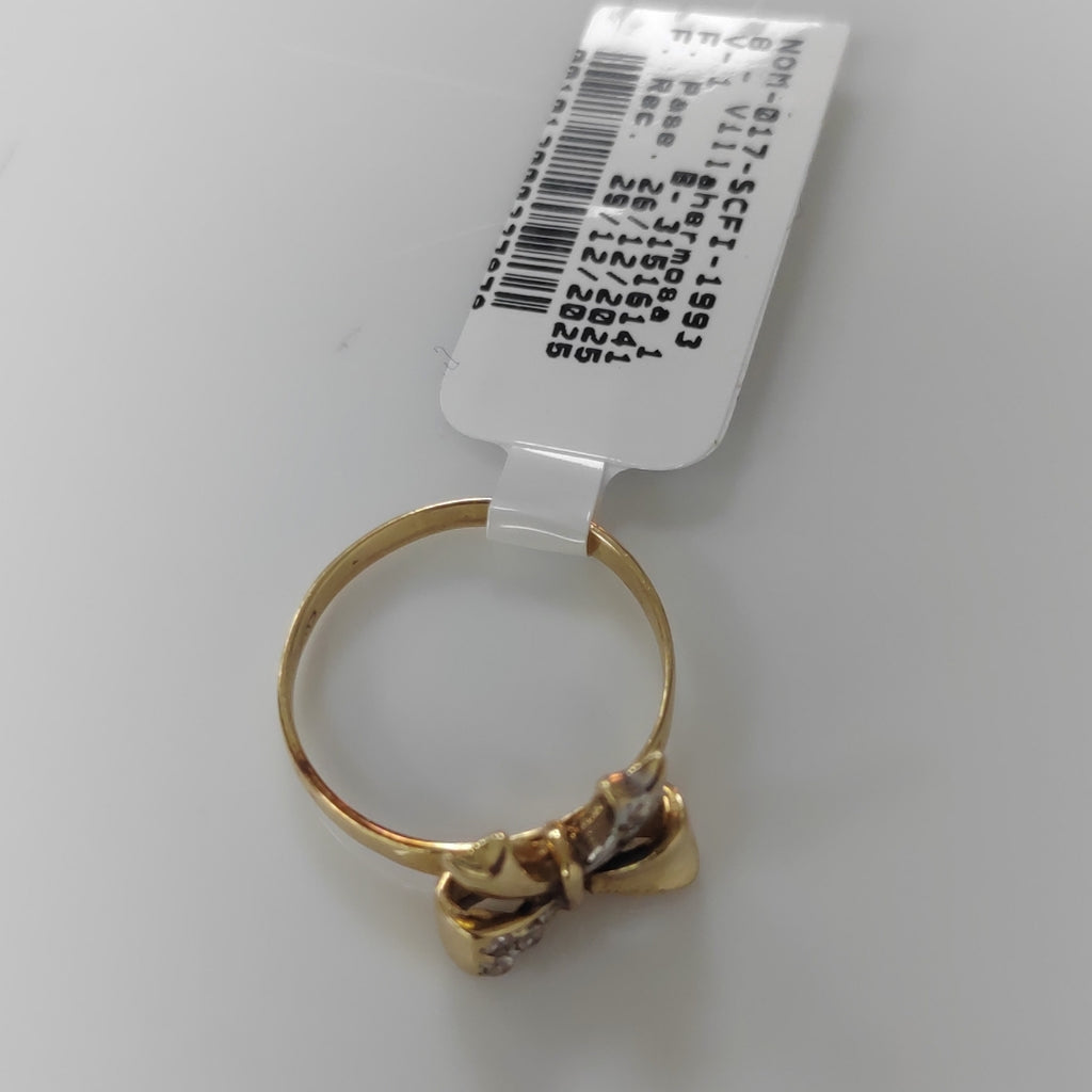 K1 2,30 GRMS 14 K ESPECIFICACIONES COMPLEMENTARIAS ANILLITO MOTIVO LAZO CON CIRC (SEMINUEVO)