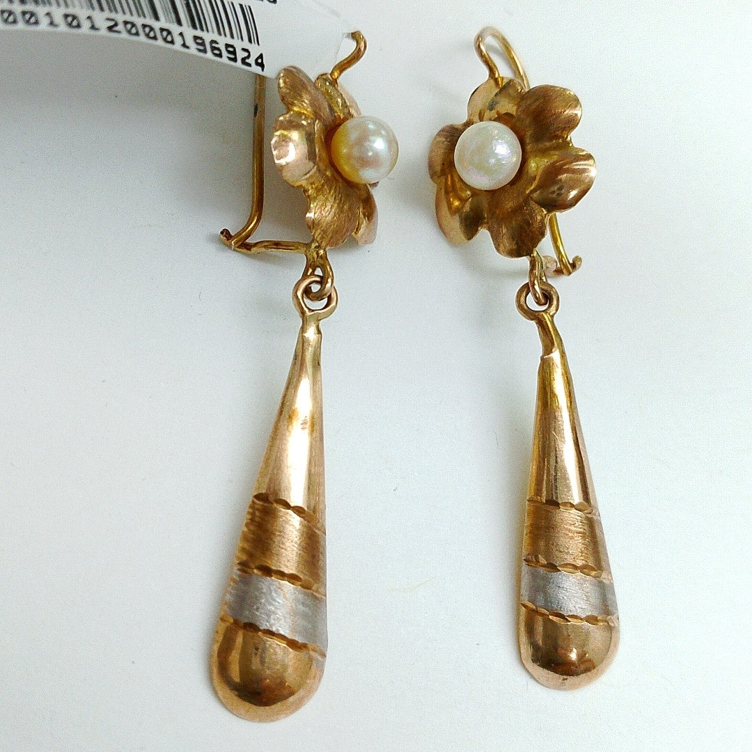 K1 3,00 GRMS 10 K ESPECIFICACIONES COMPLEMENTARIAS PAR DE ARETES DISEÑO GOTA REL (SEMINUEVO)