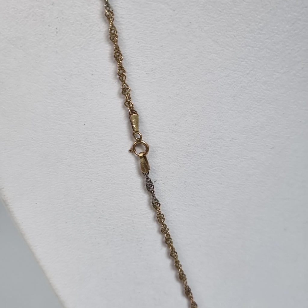 K1 2,60 GRMS 10 K ESPECIFICACIONES COMPLEMENTARIAS CADENA TORZAL, 2 TONOS BROCHE (SEMINUEVO)