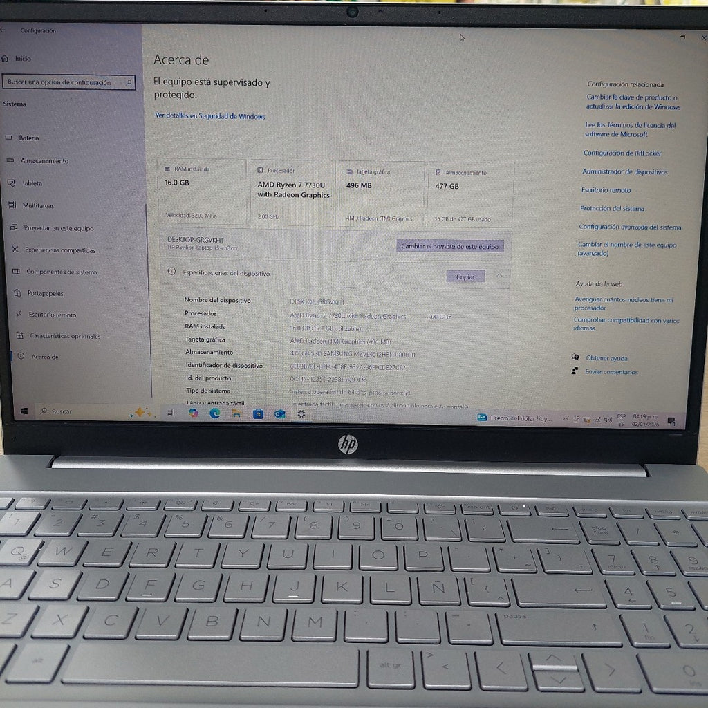LAPTOP HP PAVILION 15-EH3002LA (2024) 512 GB SSD 16 GB RAM (SEMINUEVO)