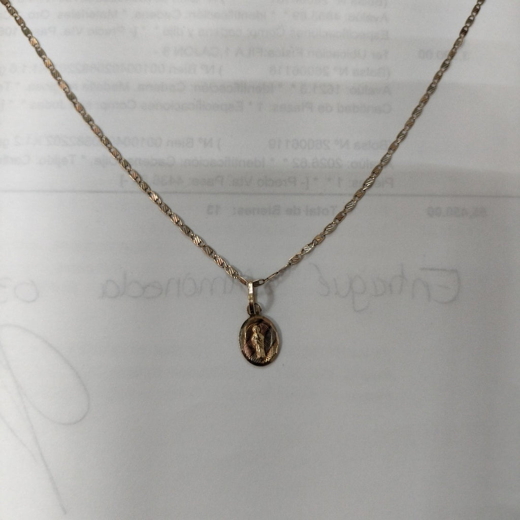 CADENA, MEDALLA RELIGIOSA ORO 10 K 1.6 GRMS (SEMINUEVO)