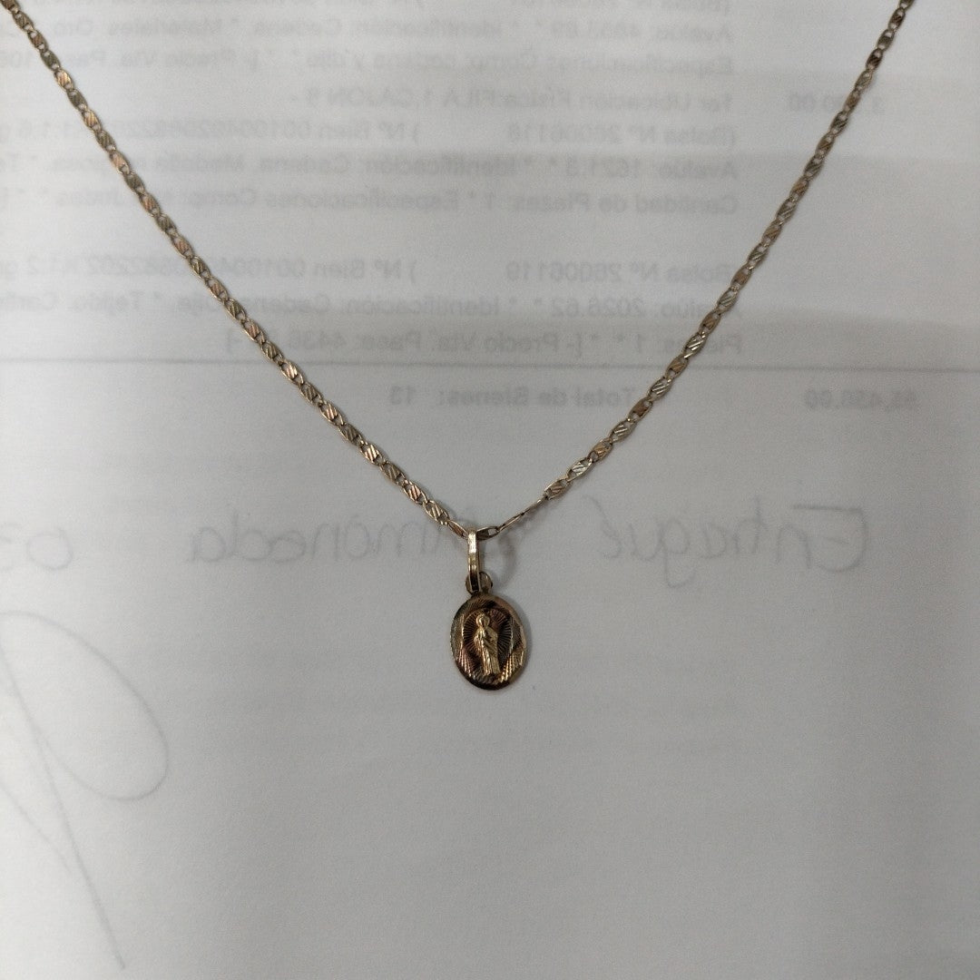 CADENA, MEDALLA RELIGIOSA ORO 10 K 1.6 GRMS (SEMINUEVO)