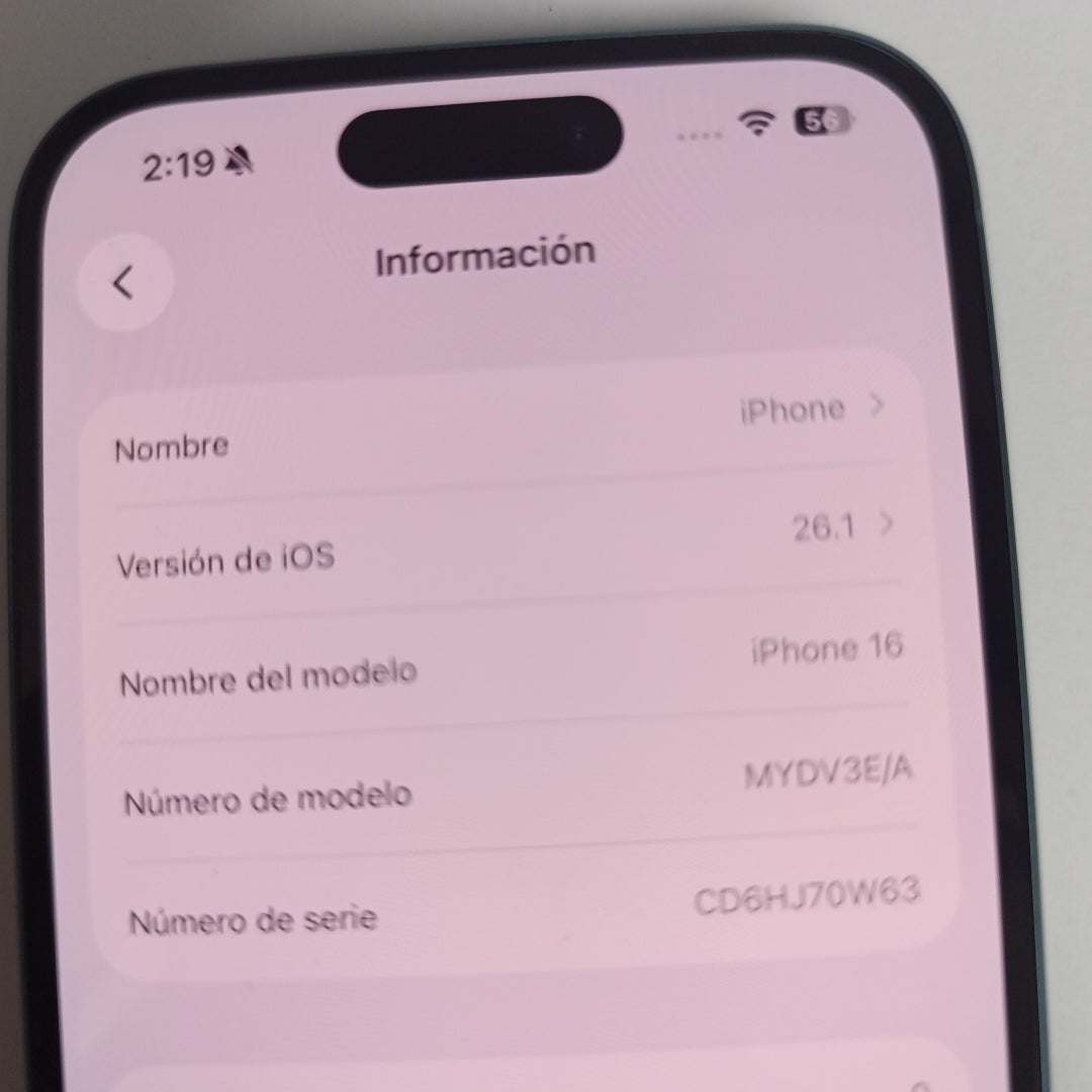 CELULAR APPLE IPHONE 16 A3286 (2024) 128 GB 8 GB RAM (SEMINUEVO)