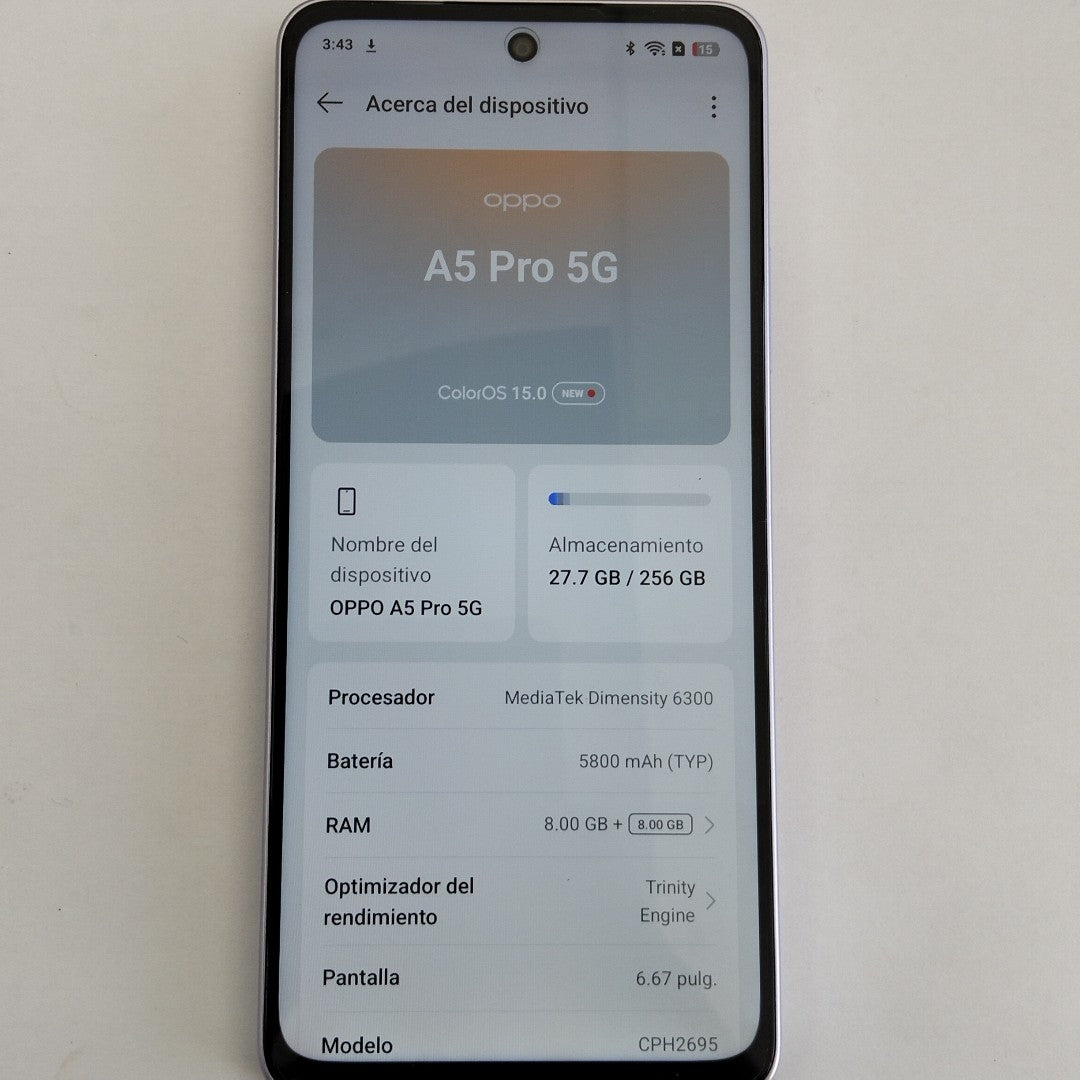 CELULAR OPPO  A5 PRO 5G CPH2695 (2025) 256 GB 8 GB RAM (SEMINUEVO)