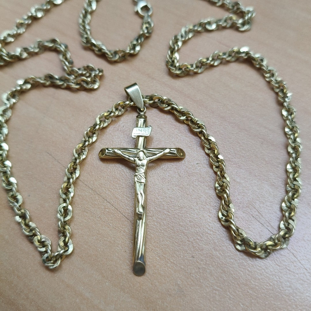 CADENA, CRUCIFIJO ORO 14 K 7.6 GRMS (SEMINUEVO)