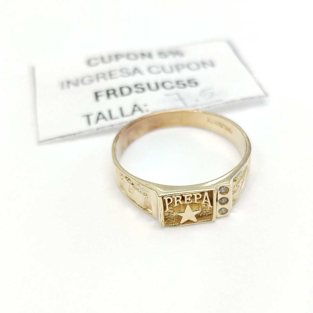 ANILLO DE GRADUACIÓN ORO 10 K 2.6 GRMS (SEMINUEVO)