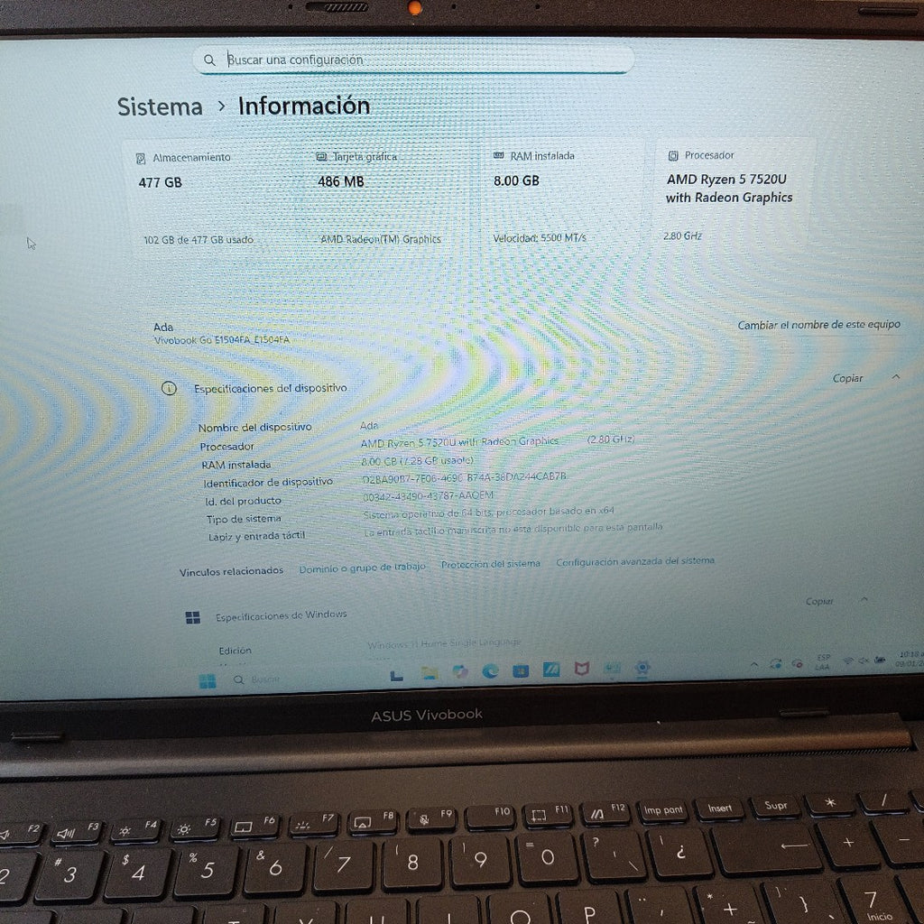 LAPTOP ASUS VIVOBOOK GO 15 E1504FA-CH31(2024) 512 GB SSD 8 GB RAM