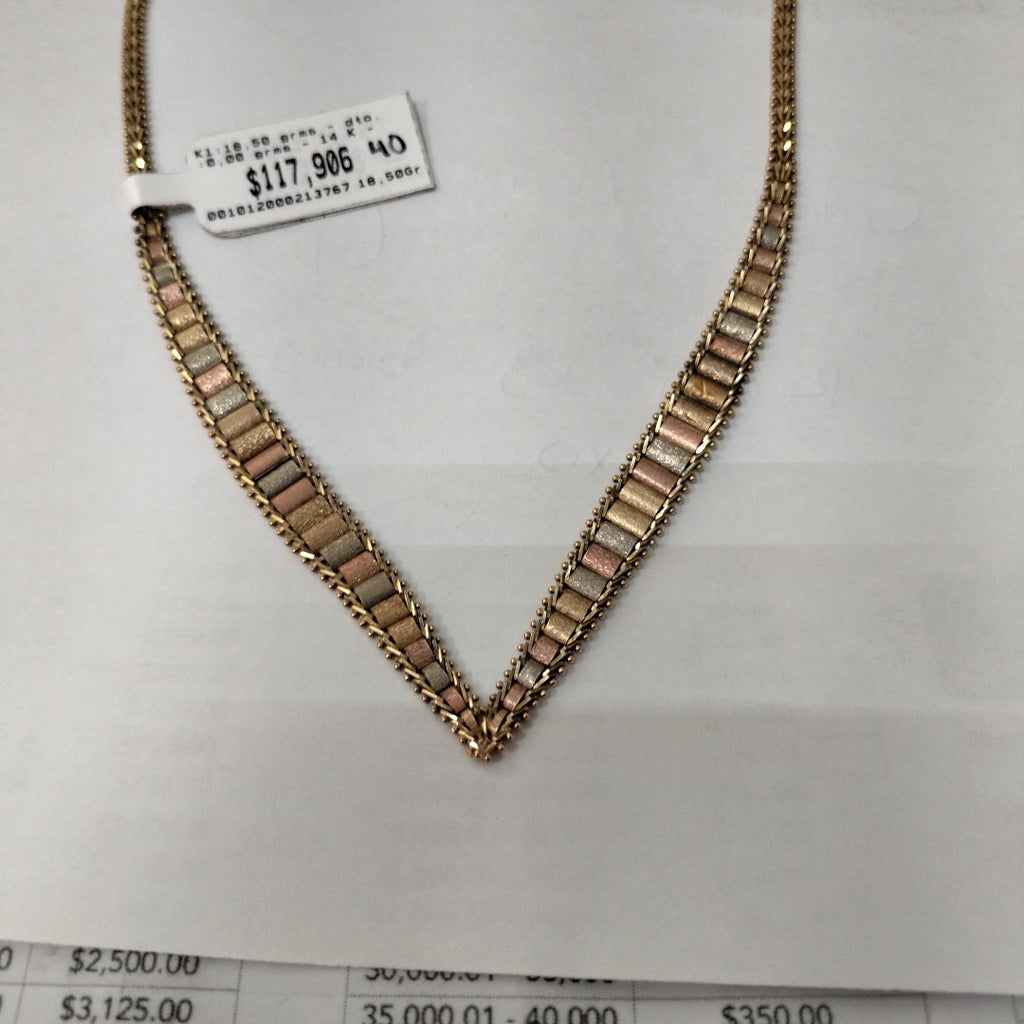 K1 18,50 GRMS 14 K ESPECIFICACIONES COMPLEMENTARIAS GARGANTILLA BOLEADO DE TRES (SEMINUEVO)