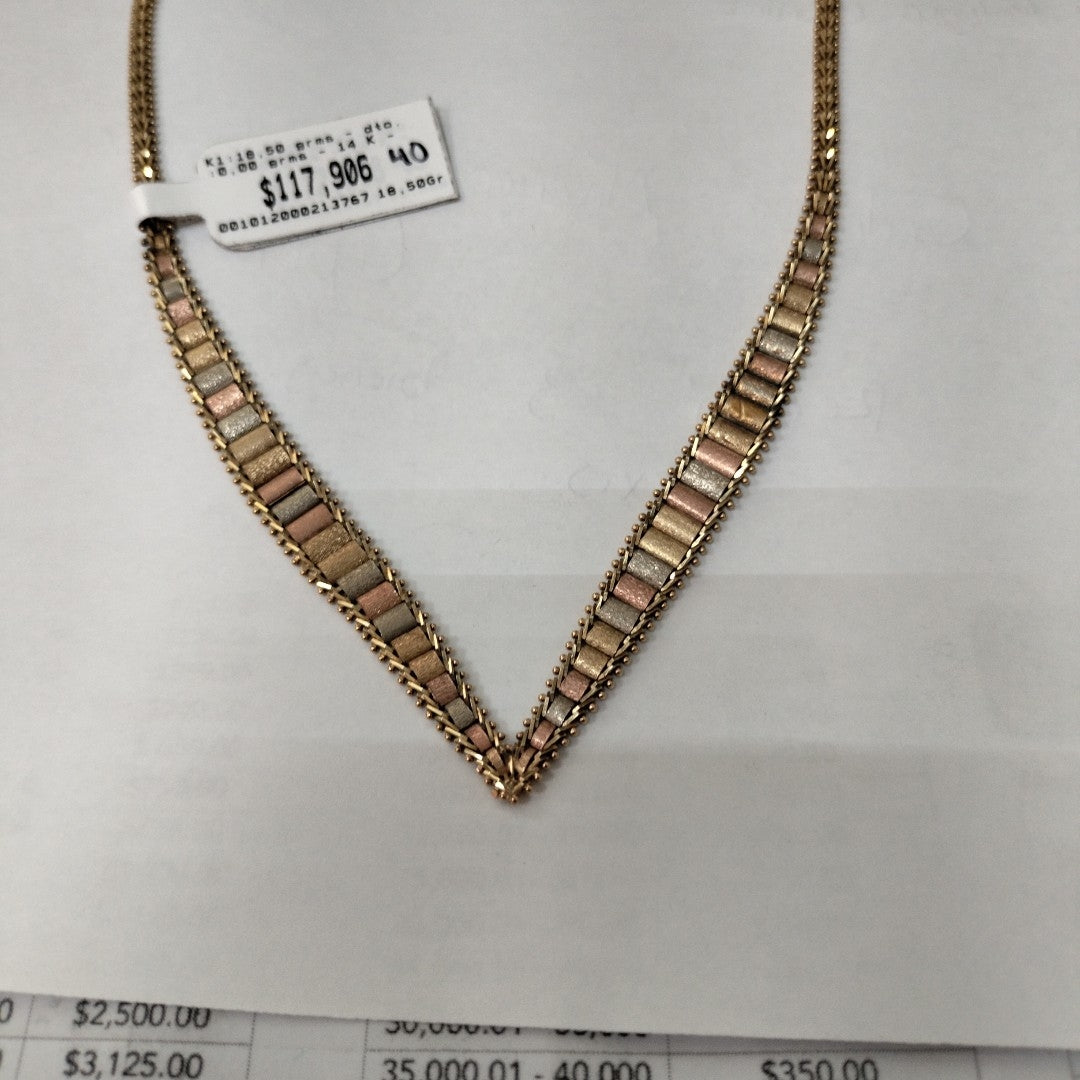 K1 18,50 GRMS 14 K ESPECIFICACIONES COMPLEMENTARIAS GARGANTILLA BOLEADO DE TRES (SEMINUEVO)