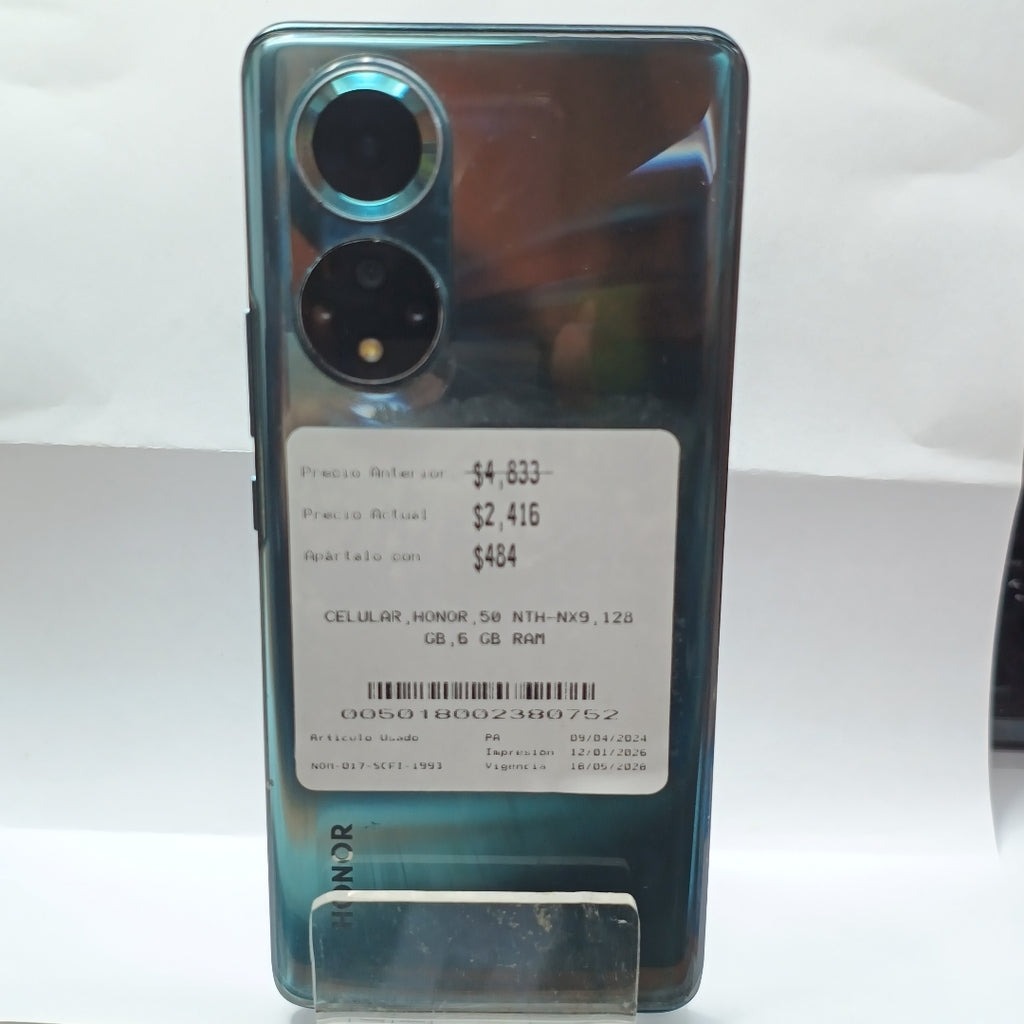 CELULAR HONOR 50 NTH-NX9 128 GB 6 GB RAM (SEMINUEVO)