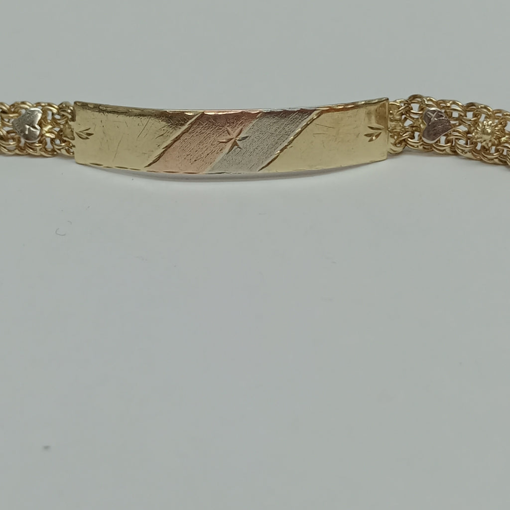 K1 13,00 GRMS 14 K ESPECIFICACIONES COMPLEMENTARIAS ESCLAVA CON DETALLE EN EL P (SEMINUEVO)