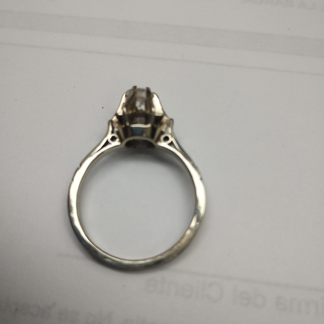 K1 2,90 GRMS 14 K ESPECIFICACIONES COMPLEMENTARIAS ANILLO ORO BLANCO CON CIRCONI (SEMINUEVO)