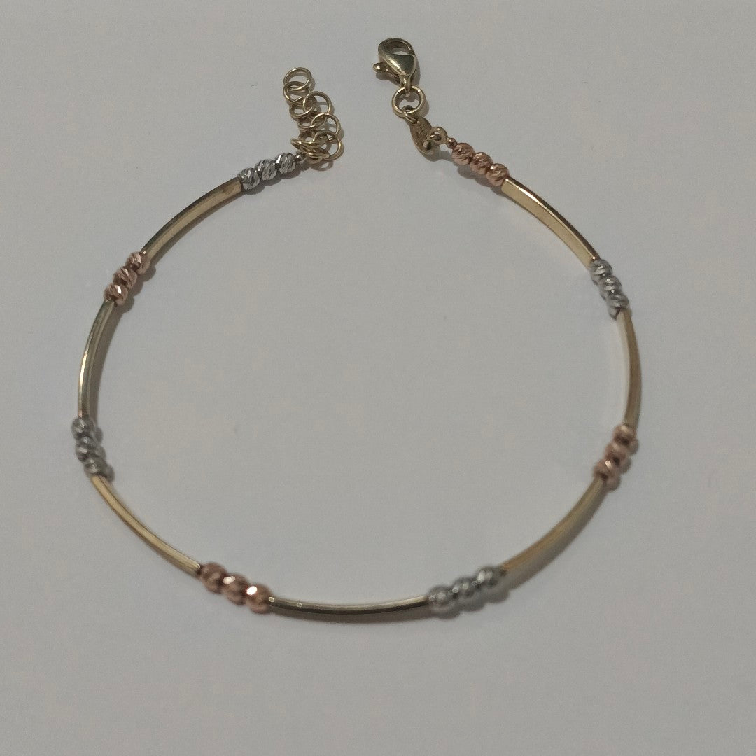 K1 3,50 GRMS 10 K ESPECIFICACIONES COMPLEMENTARIAS PULSERA RIGIDA CON ESFERAS (SEMINUEVO)