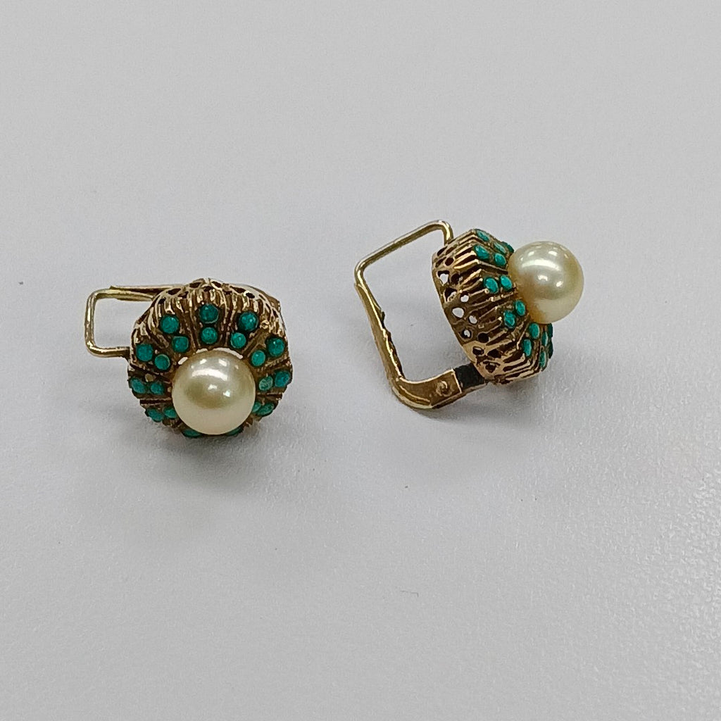 K1 4,90 GRMS 10 K ESPECIFICACIONES COMPLEMENTARIAS ARETES PAR CON PIEDRAS DE COL (SEMINUEVO)