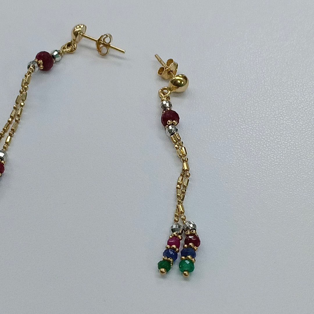 K1 3,60 GRMS 14 K ESPECIFICACIONES COMPLEMENTARIAS ARETES PAR CON PIEDRA DE COLO (SEMINUEVO)