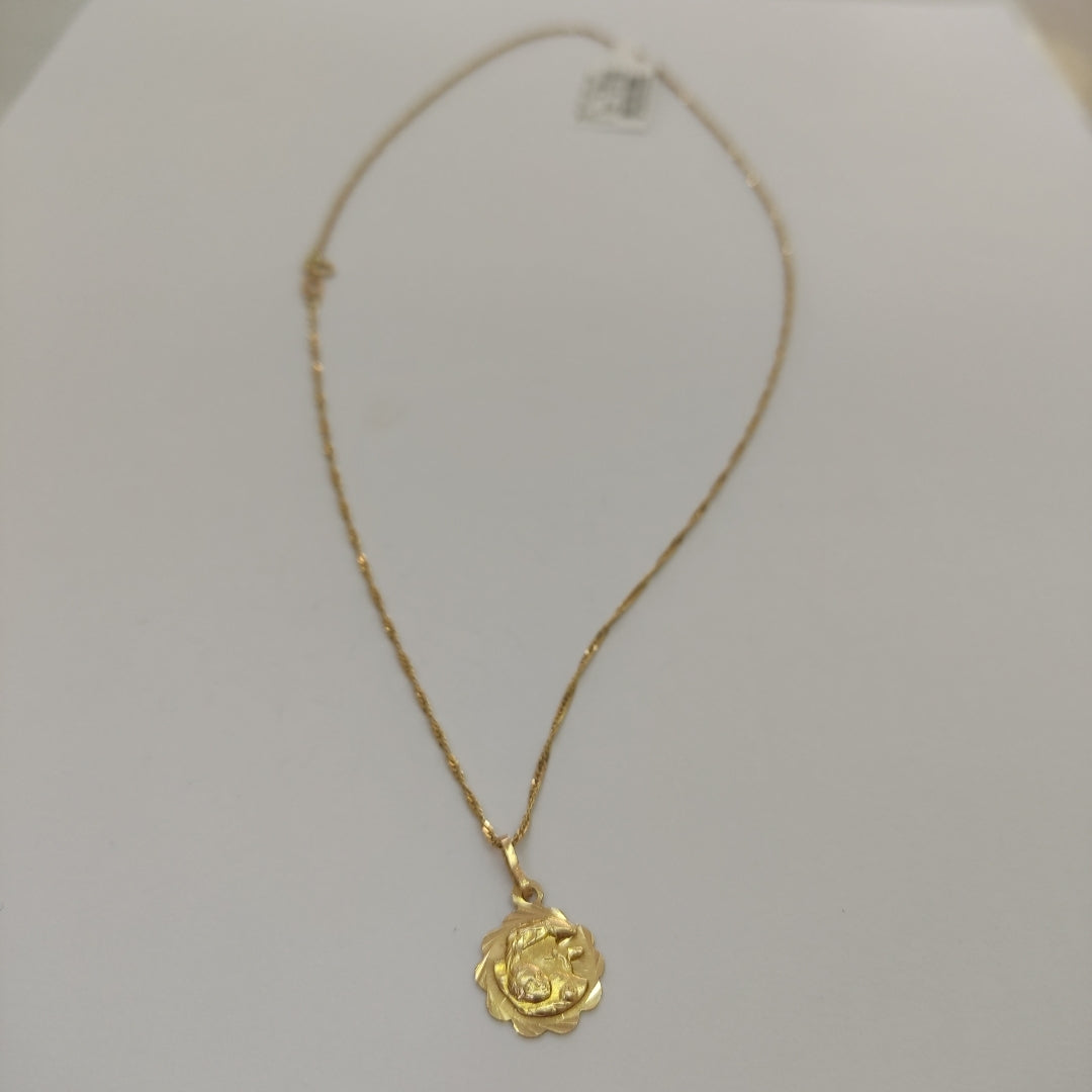 CADENA,MEDALLA RELIGIOSA ORO 14 K 2,40 GRMS (SEMINUEVO)