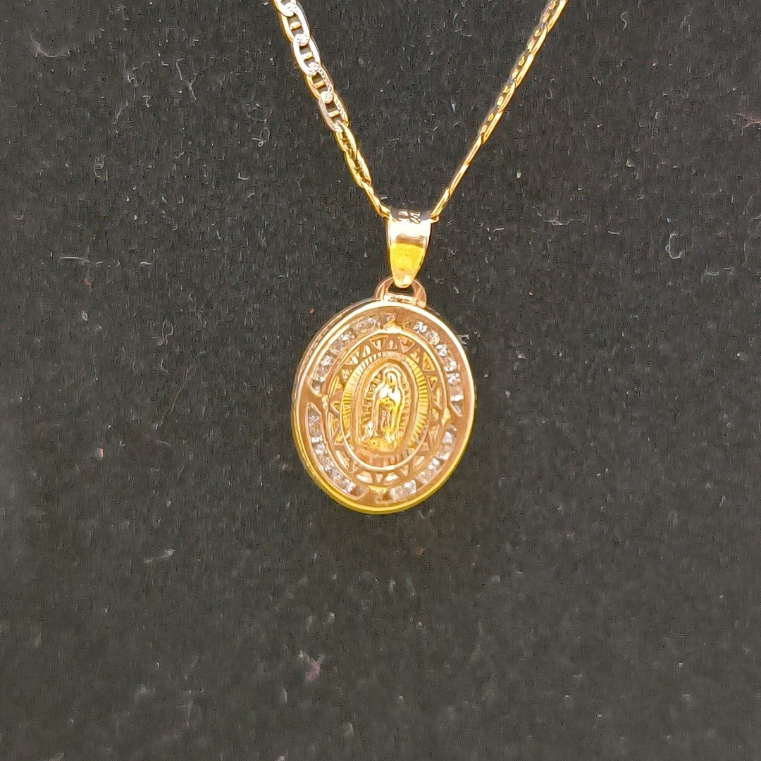 CADENA, MEDALLA RELIGIOSA ORO COMBINADO 10 K 2.4 GRMS (SEMINUEVO)