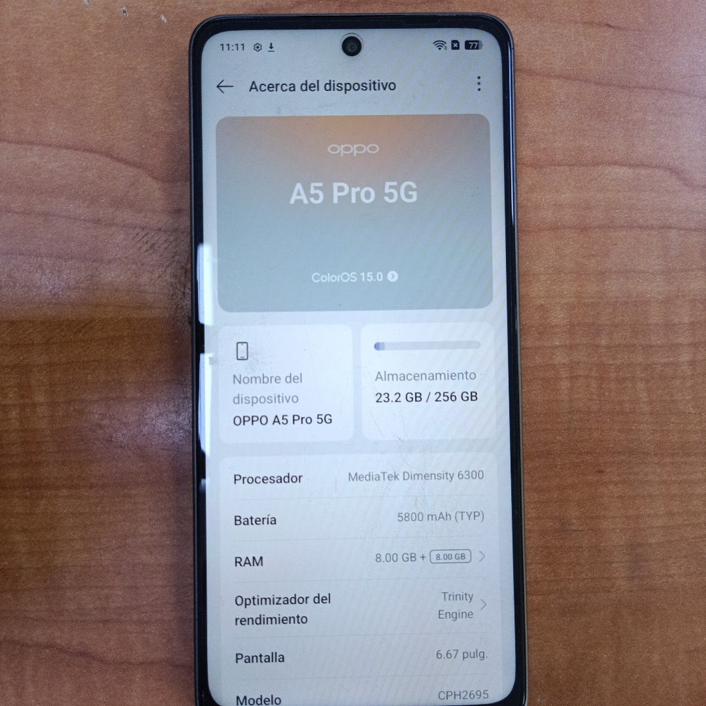 CELULAR OPPO  A5 PRO 5G CPH2695 (2025) 256 GB 8 GB RAM (SEMINUEVO)