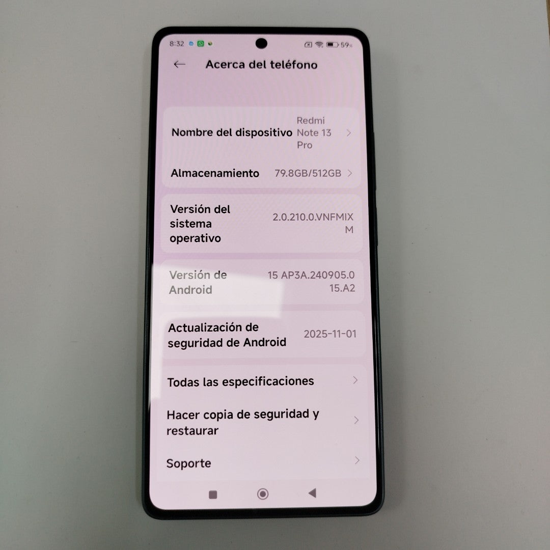 CELULAR XIAOMI REDMI NOTE 13 PRO 23117RA68G (2023) 512 GB 12 GB RAM (SEMINUEVO)