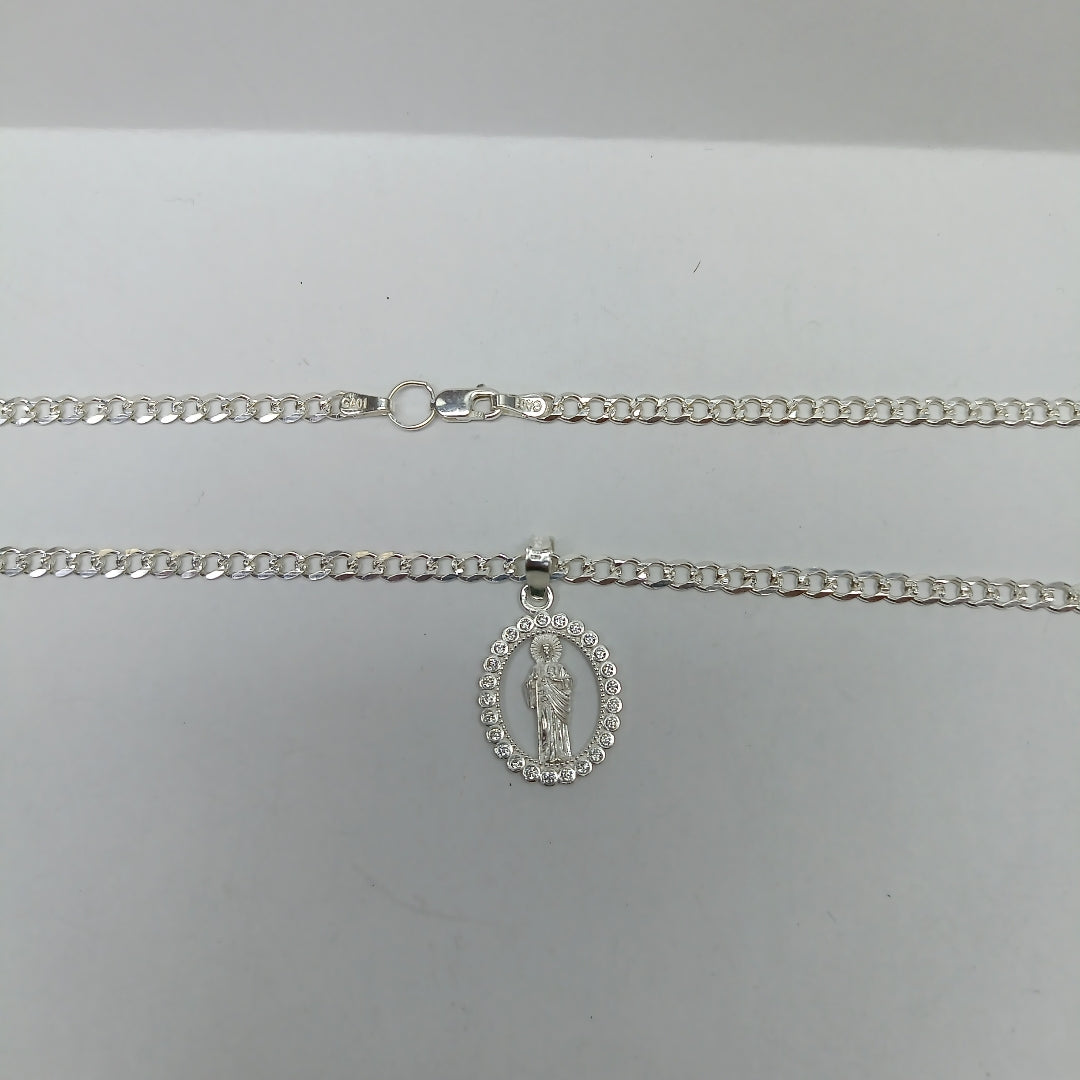 CADENA, MEDALLA RELIGIOSA PLATA 9.7 GRMS (SEMINUEVO)